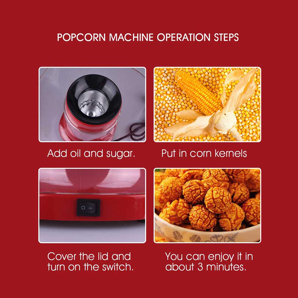 Palomiteros Máquina de palomitas de maíz automática Hogar eléctrico Calefacción de maíz Campestre Snack Niños Dan You Máquina de palomitas Palomitero (Color : 1)