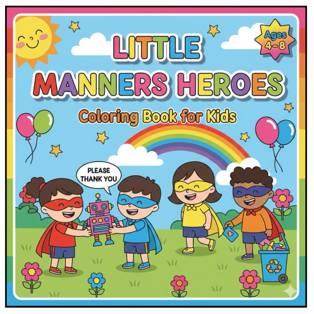 Little Manners Heroes Coloring Book Vol 1: A Fun Coloring Book to Teach Good Manners, Respect and Kindness to Kids Ages 4–8 (Kids Manners Coloring Book For Age 4 to 8)