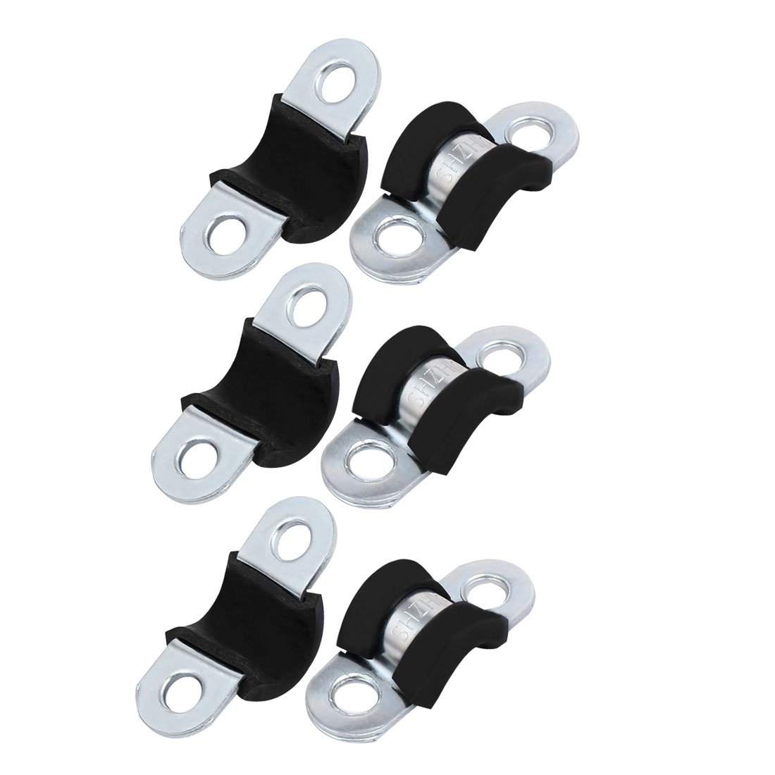 Aexit M8 EPDM Clamps Rubber Lined U Shaped Pipe Tube Strap Clamps Clips Strap Clamps Fasteners 6pcs