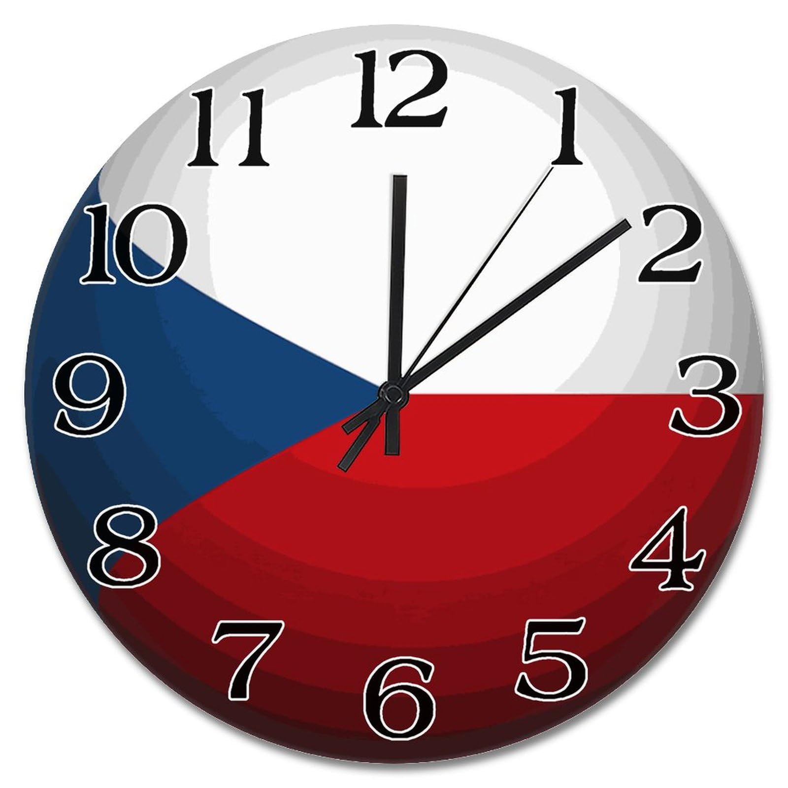 Horloge murale en bois drapeau République tchèque 38cm pour salon