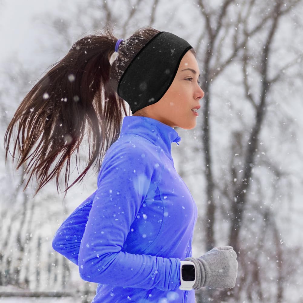 Flintronic Ocieplacze na uszy, 2 szt. polarowe nauszniki, elastyczna sportowa opaska na głowę, dla mężczyzn i kobiet, zimowe opaski na głowę do jazdy na nartach, biegania, jazdy na rowerze, wędrówek,