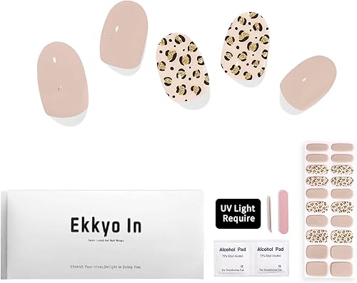 Ekkyo In Tiras de uñas de gel semicuradas, resistentes al astillamiento, calcomanías de uñas de gel fáciles de usar, 20 unidades de larga duración,