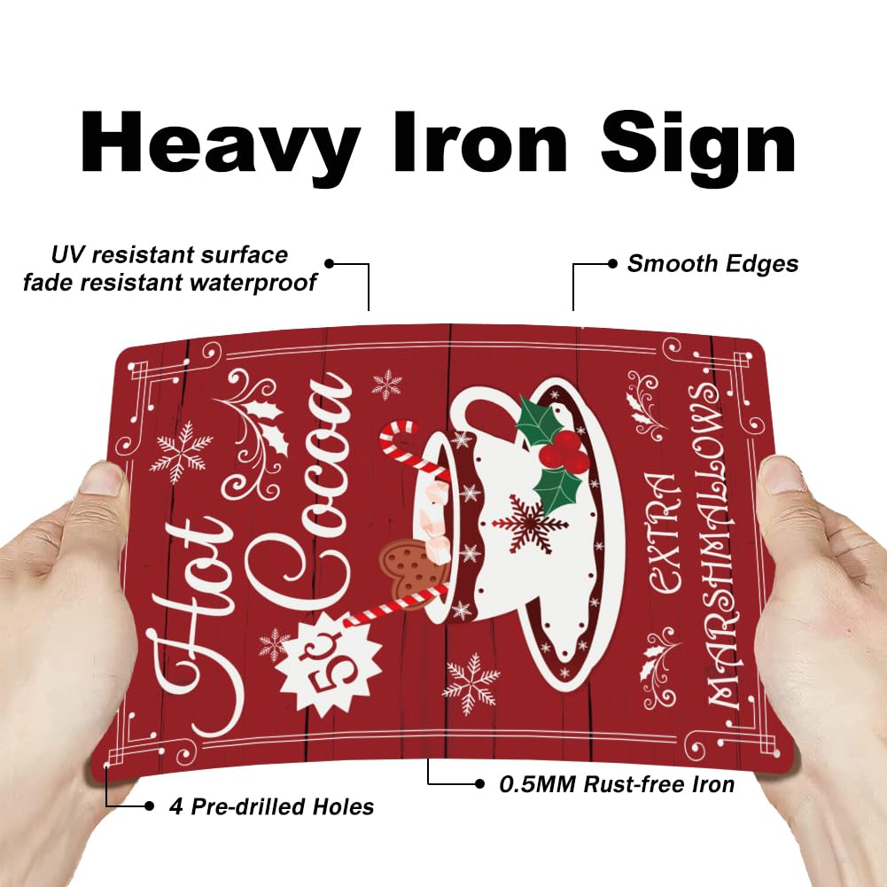SUPERDANT Hot Cocoa Metal Tin Signs Merry Christmas Metal Sign Snowflakes Tin Sign Plaque Retro Metal Poster for Christmas Party Home Living Room Bars Cafes Pubs Decorations - Image 3