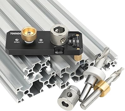 TOOLCOOL Aluminum Profile Drill Guide Access Hole Drill Jig With M6 And M8 Step Drill Bits For 20 30 40 Series European Standard Aluminum Extrusion Profile - New Upgrade