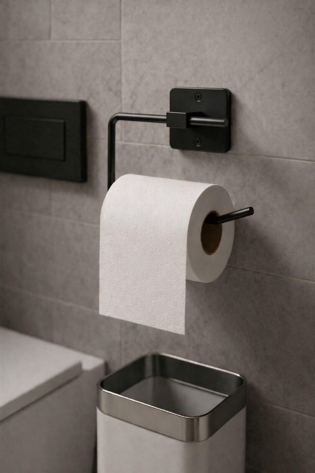 Sas Haus Kare Yapışkanlı Açık Tuvalet Kağıtlığı Wc Kağıtlık Tutucu Siyah Ks-001
