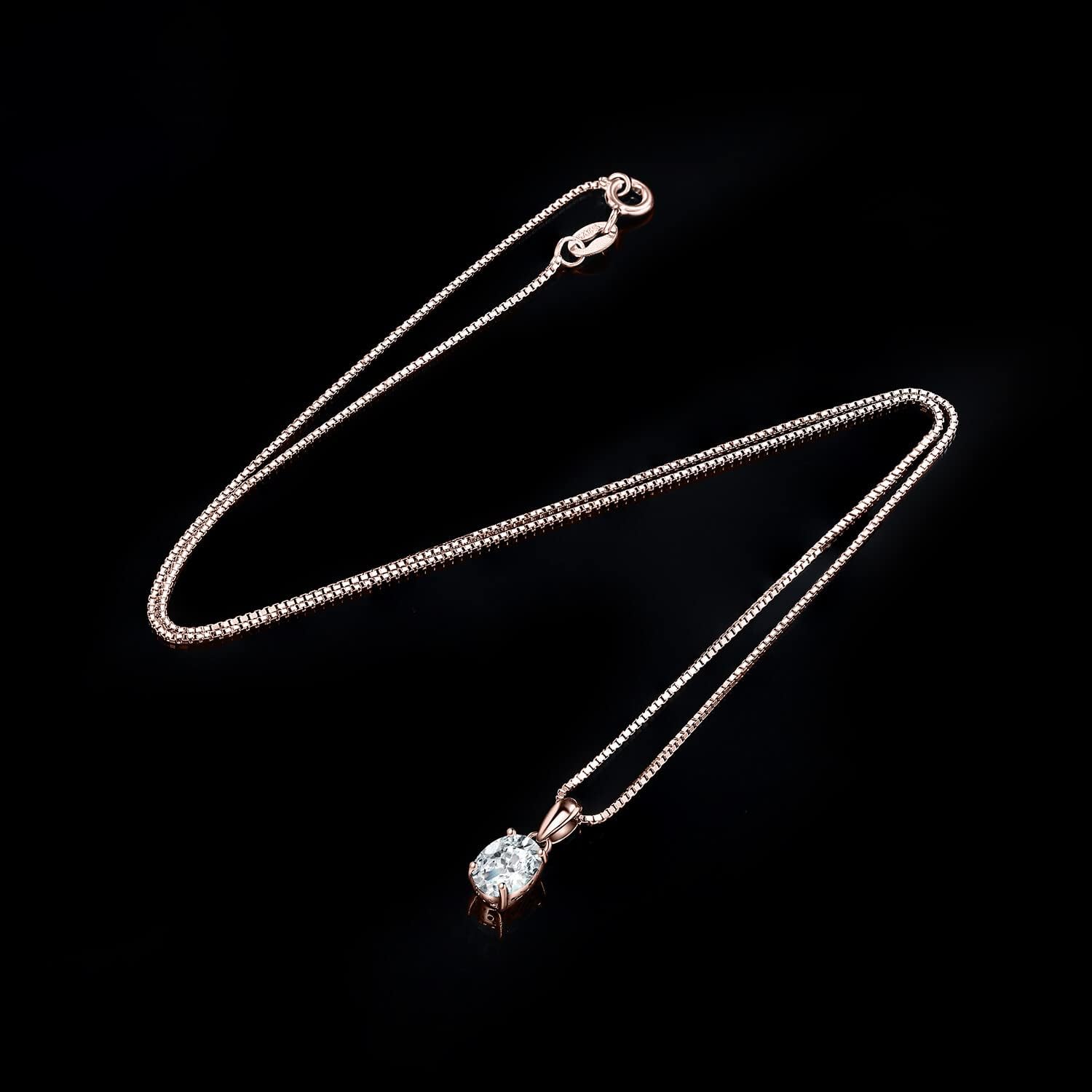 JewelryPalace Oval Cut 1ct 2ct Cubic Zirconia Solitaire Pendant Necklace for Women, 925 Sterling Silver Necklaces for Her, Classic Simulated Diamond Jewelry Set Gift, 18 Inches Chain - Image 4