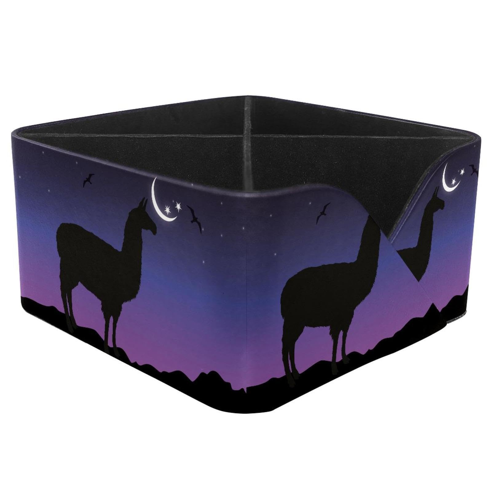 KengjuTesu Llama Silhouette Desktop Organizer Pen Holder, Rectangular Pencil Cup for Office, Study and Makeup Stations
