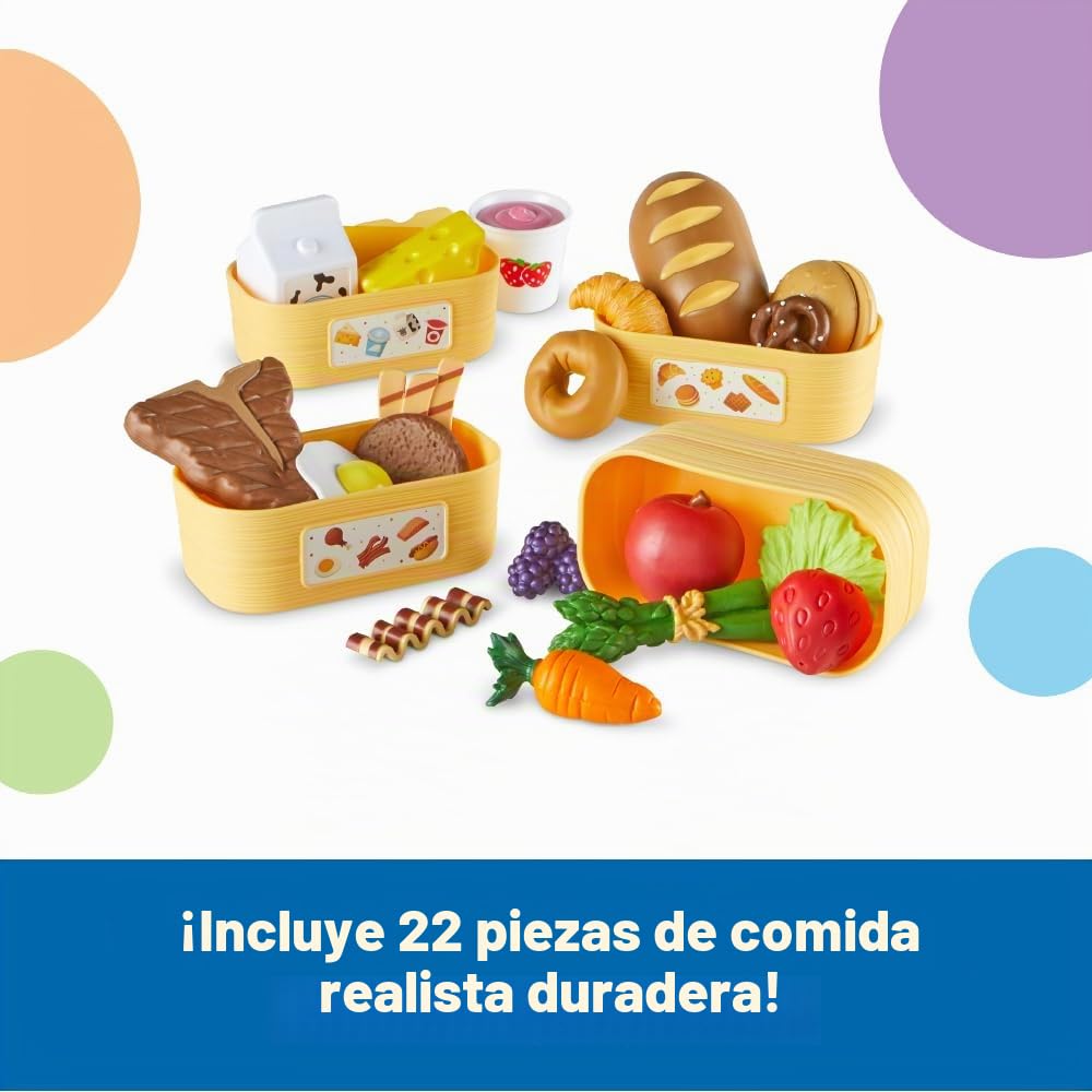 Learning Resources New Sprouts - Cesta de alimentos para desayuno, juego de simulación, 16 piezas, a partir de 18 meses