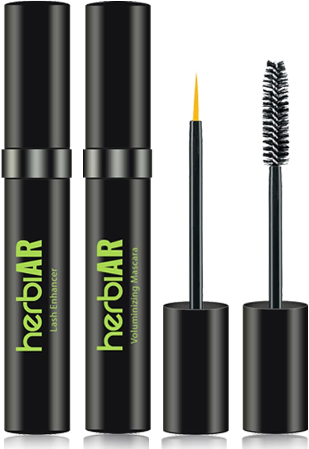 Eyelash Growth Serum 0.25 OZ (7ML) Lash Serum For Longer Thicker Lashes Advanced Eyebrow Enhancer with Free Volumizing Mascara Vegan & Cruelty-Free Made in USA | Herbiar