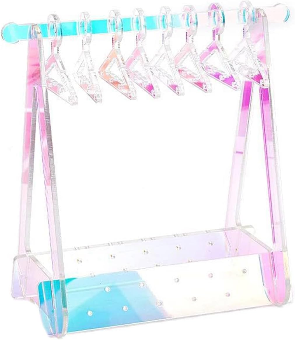 Earring Rack Holder Coat Hangers Stand Unique Earring Closet Acrylic Display Stand Organizer Holder Jewelry Display Acrylic Jewelry Rack Space Saving Portable Colorful Hanger
