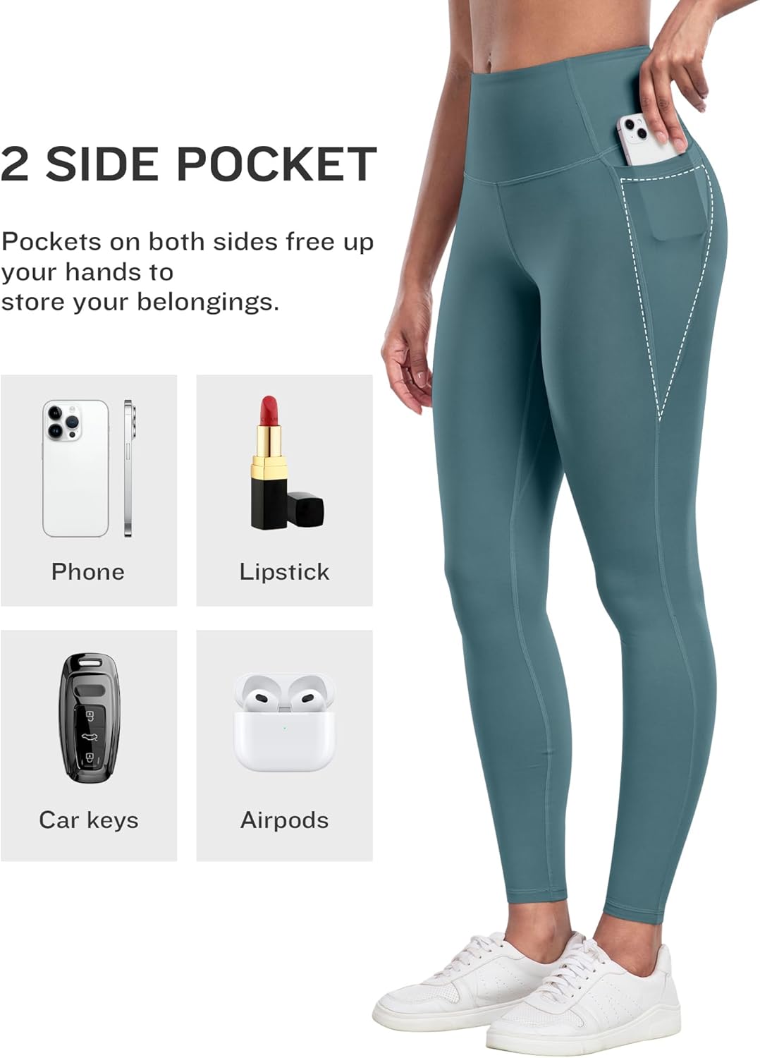 LZYVOO Leggings with Pockets for Women, 6 Packs Soft High Waisted Tummy Control Workout Yoga Pants - Image 3