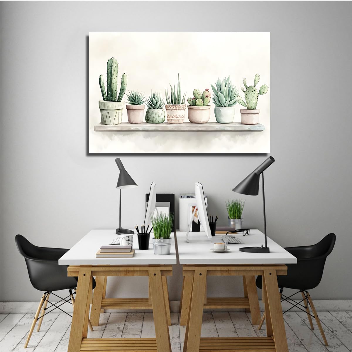 TOANGWALL Sukulenty kaktus płótno ścienne pustynne rośliny drukowane plakat w stylu boho malarstwo ścienne do salonu łazienka dekoracja biura 80x120cm