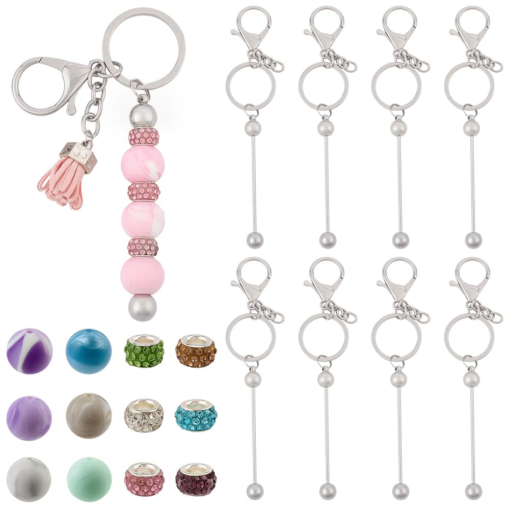 Barre de porte-clés à perles en silicone durable et strass brillants SUNNYCLUE