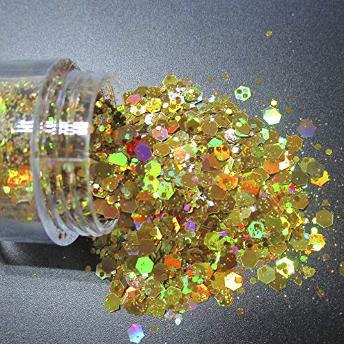 12 Colors 120G Holographic Chunky Glitter Face Body Eye Hair Nail Festival Chunky Sparkle Sequins Crafts Paints Nail Art Accessories Epoxy Resin (12Bottle) #TOP4