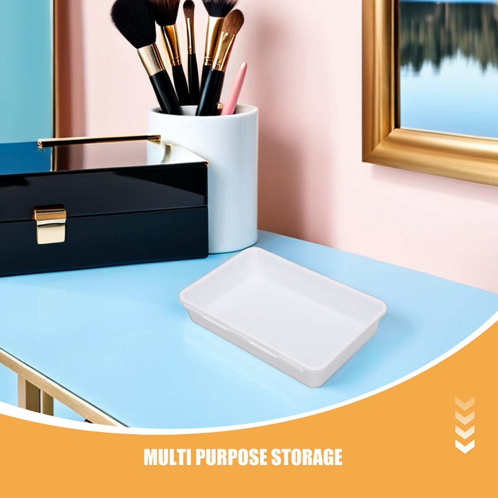 KOMBIUDA Set 16 Organizer per Cosmetici da Scrivania Cassetti Impilabili, Divisori Regolabili in Plastica Bianca 24x16x9 Cm, Scatole Portaoggetti Modulari per Bagno, Camera e