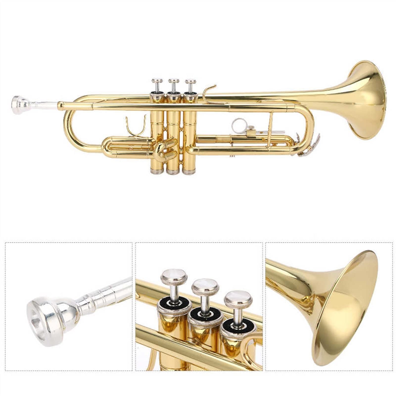 Anfänger Trompete Messing BB Trompete B Flache Gold Messing Trompete Anfänger Set Mit Handtüchern Poliergewebe Goldene Trompete