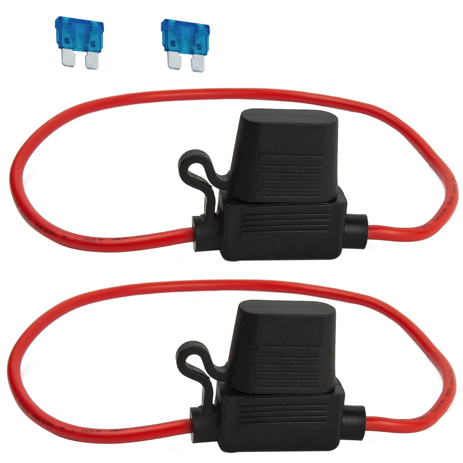 Kit portafusibili di ricambio automatico: 2 portafusibili impermeabili da 14 AWG con 2 fusibili standard da 15 A per auto/automatico/bar/camper/ATC/Home applice ecc.