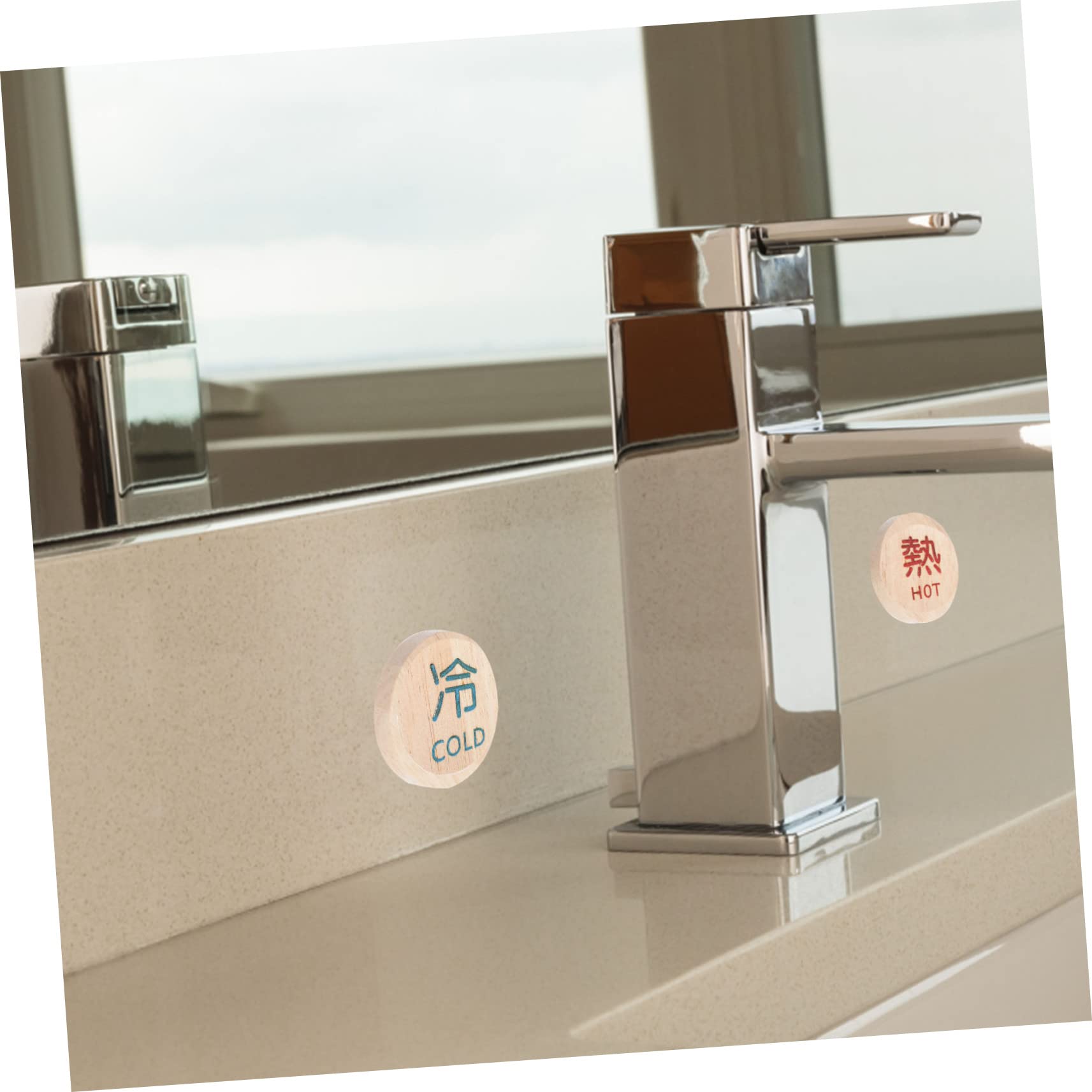 SOLUSTRE 10piezas Señalización De Agua Caliente y Fría Cartel De Aviso Para Restaurantes y Hoteles Madera Natural Diseño Elegante Para Baños y Lavabos