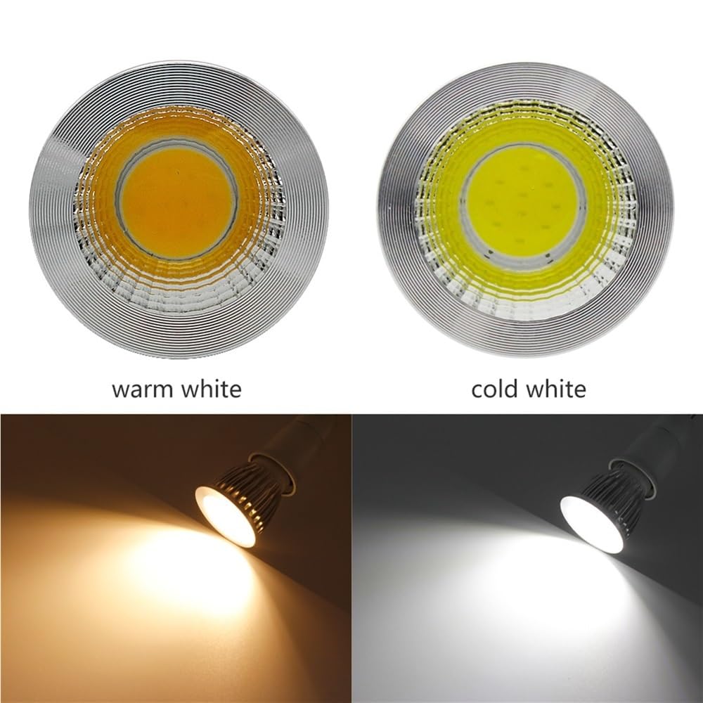 Lanshui Bombillas LED, Paquete de 10, foco LED COB AC85-265V GU10/E27 3w/5w/7w/10w, fuente de luz, foco de aluminio sin parpadeo(Blanco,E27 7w)
