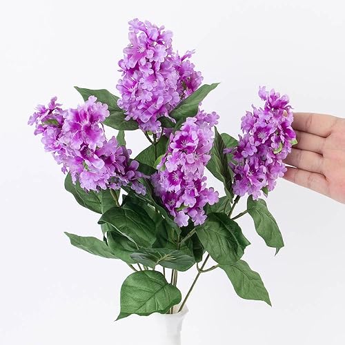 Vista 8 de Factory Direct Craft Arbusto lila artificial morado para arreglos florales de seda y exhibiciones de primavera (19 pulgadas)