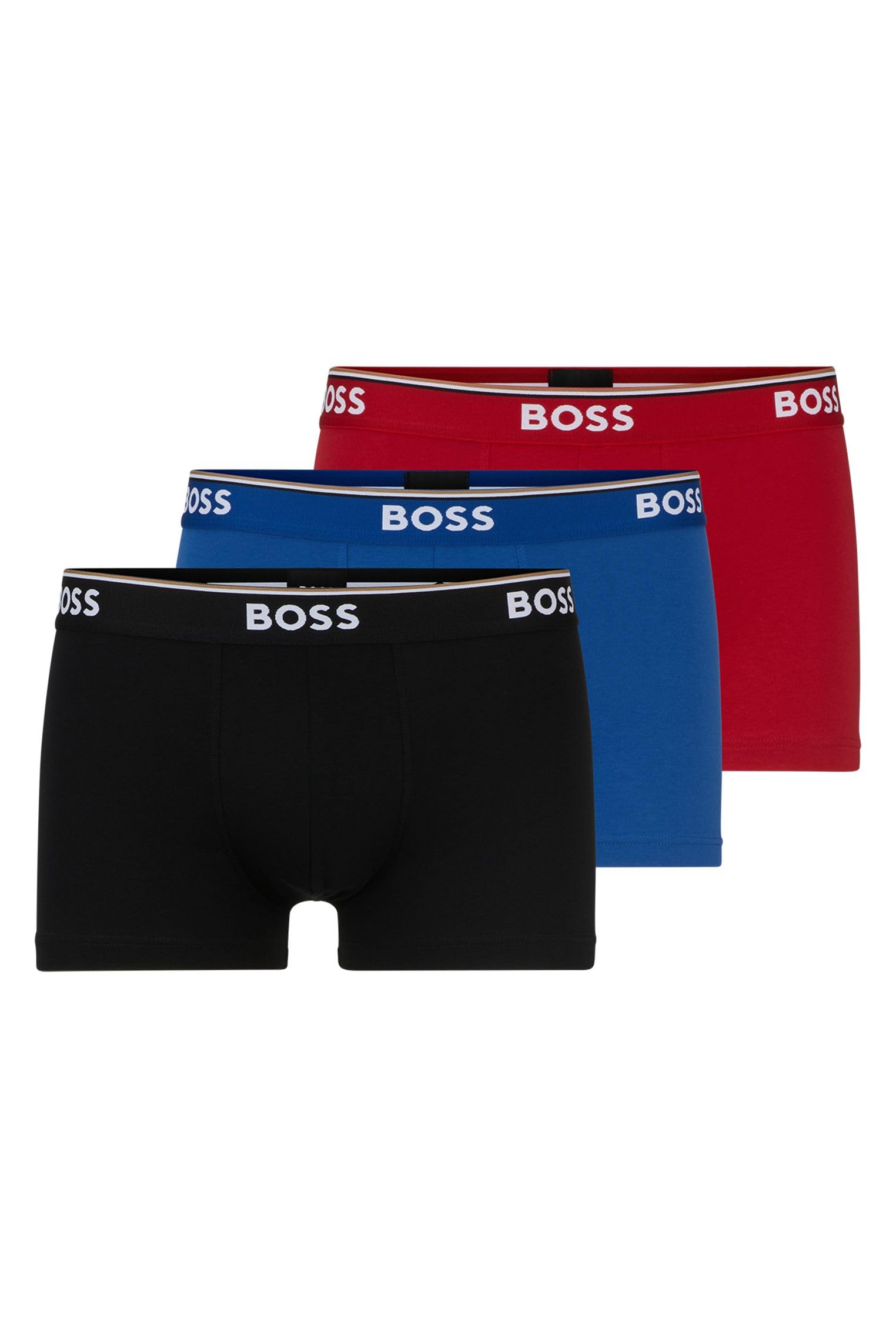 BOXER BOSS TRUNK 3P - UOMO, COTONE ELASTICIZZATO, BIANCO, TAGLIA M