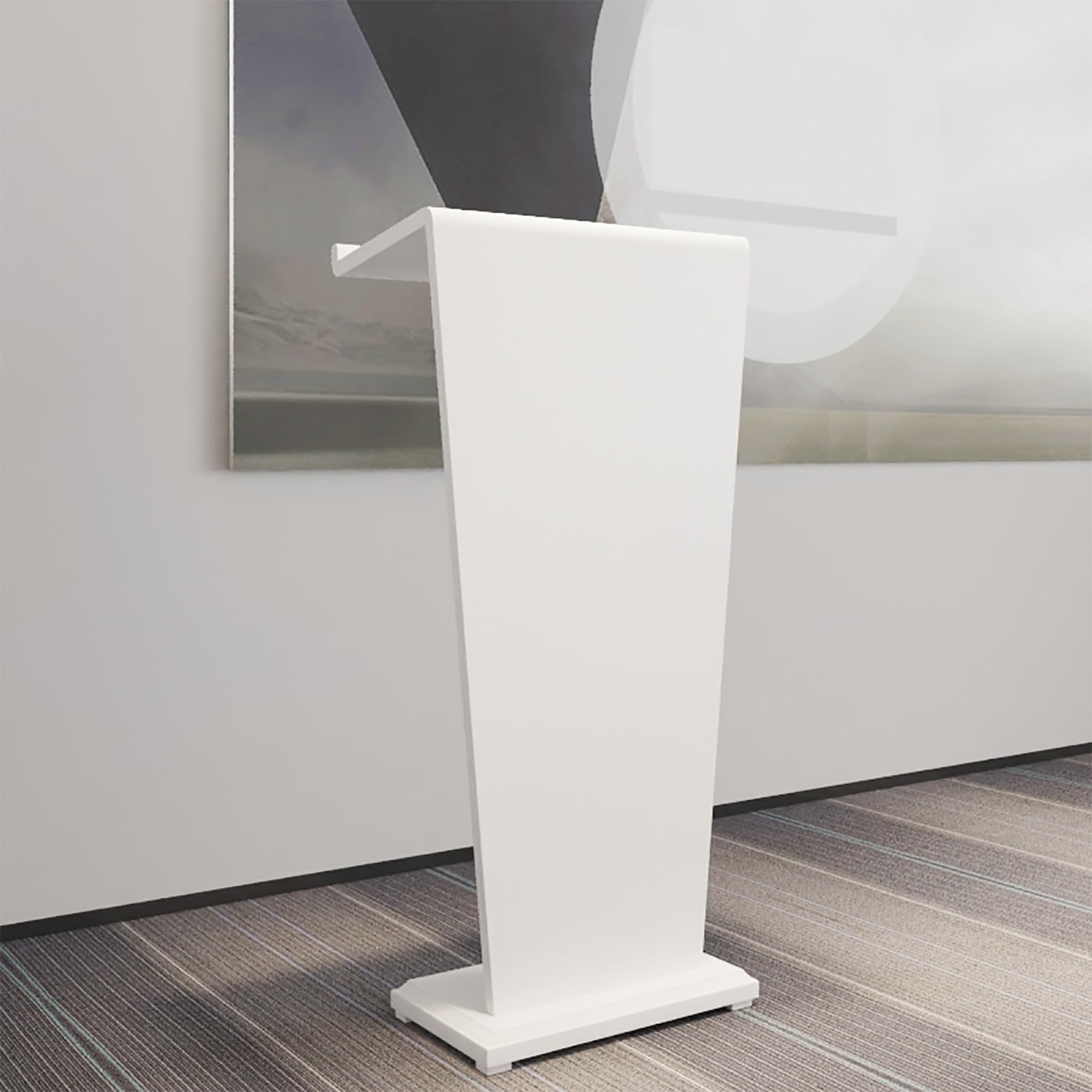 Générique Pupitre Portable en Bois Massif sur roulettes pour églises, Bureaux, conférences, Design Blanc élégant, Hauteur réglable, mobilité aisée, idéal pour Les Prises