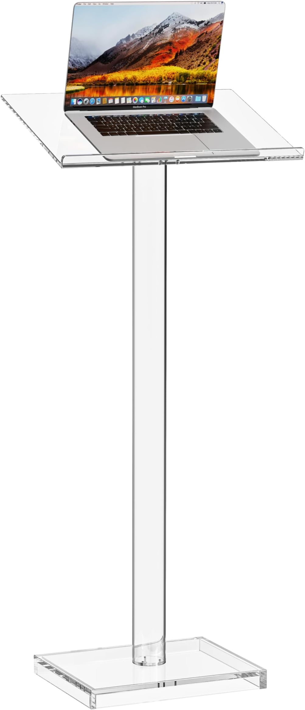 Acrylic Clear Podium Stand, 47-inch Professional Presentation Podium with Large Reading Platform, Suitable for Church, Office, Classroom, Restaurant, Wedding