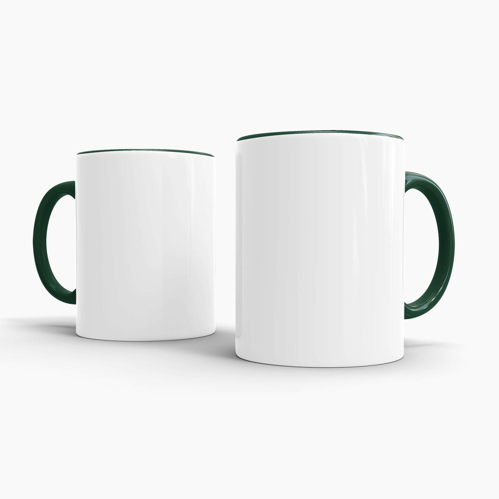 Bastel-Tassen ohne Druck zum Bemalen aus Hochwertiger Keramik Einzeln oder im Set/Mug/Cup/Becher/Pott - Rand & Henkel Dunkelgrün 12er Set