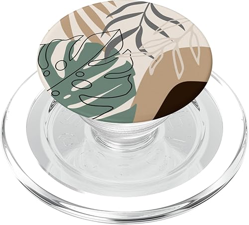 Botánico tropical beige marrón exótico minimalista abstracto PopSockets MagSafe PopGrip para iPhone