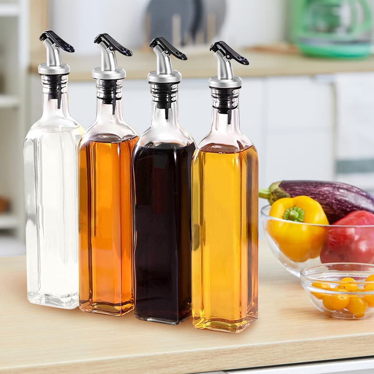 Kettlekane 500ML Leak-Proof Clear Glass Oil Dispenser Bottle, Oil & Vinegar Cruet Dispenser Bottle (Pack of 1) - Image 8 thumbnail