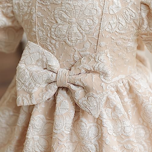 Nileafes Baby Girl Birthday Party Puff Sleeves 3D Embossed Floral Pattern Tutu Dress Toddler Wedding Princess Gown Size 90 thumb #2