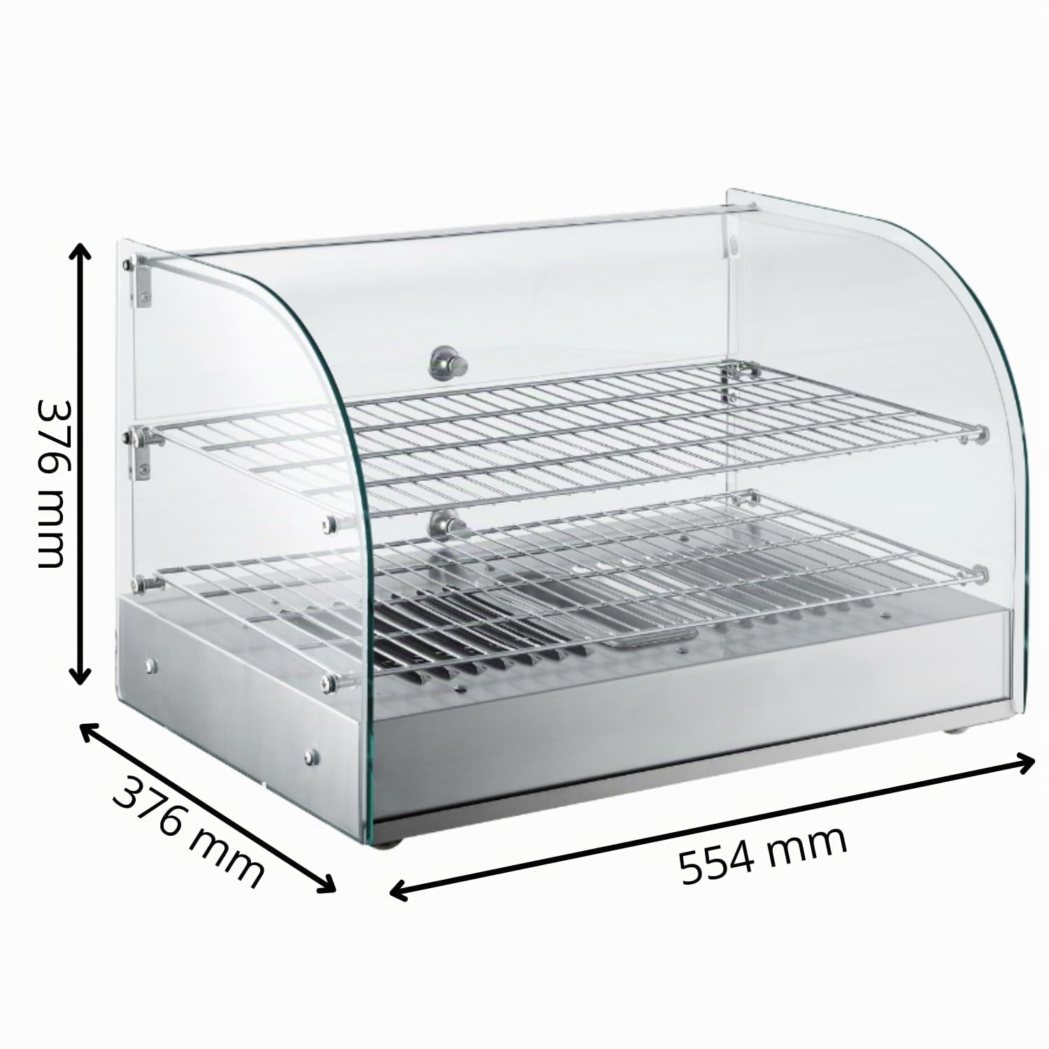 Vitrine Chauffante Professionnelle 45 L – Inox – 30 à 90°C – 800 W – 2 Portes Arrière – Pour Snacks et Pâtisseries