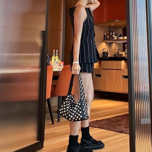 Generic Y2K Studded Shoulder Bag For Women: 90S Punk Style Vegan Leather Designer Handbag thumb #2