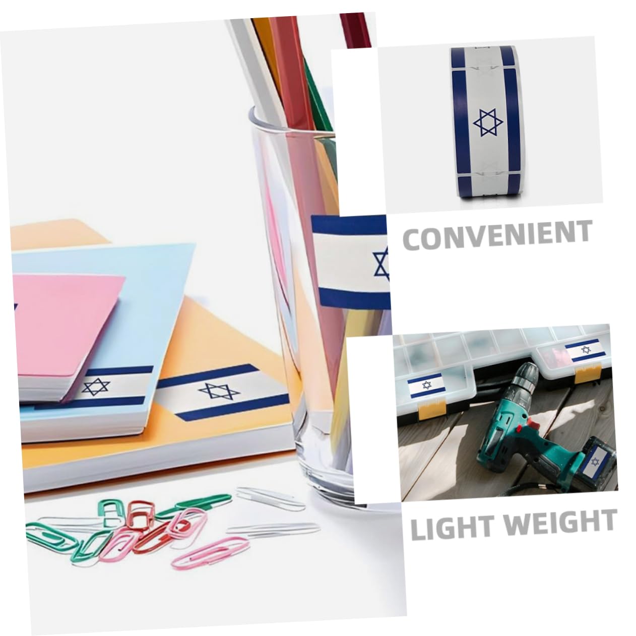 Lot De 5 Rouleaux De 100 Autocollants Drapeau Disraël Pour Agenda Scrapbooking Voiture Ordinateur Portable