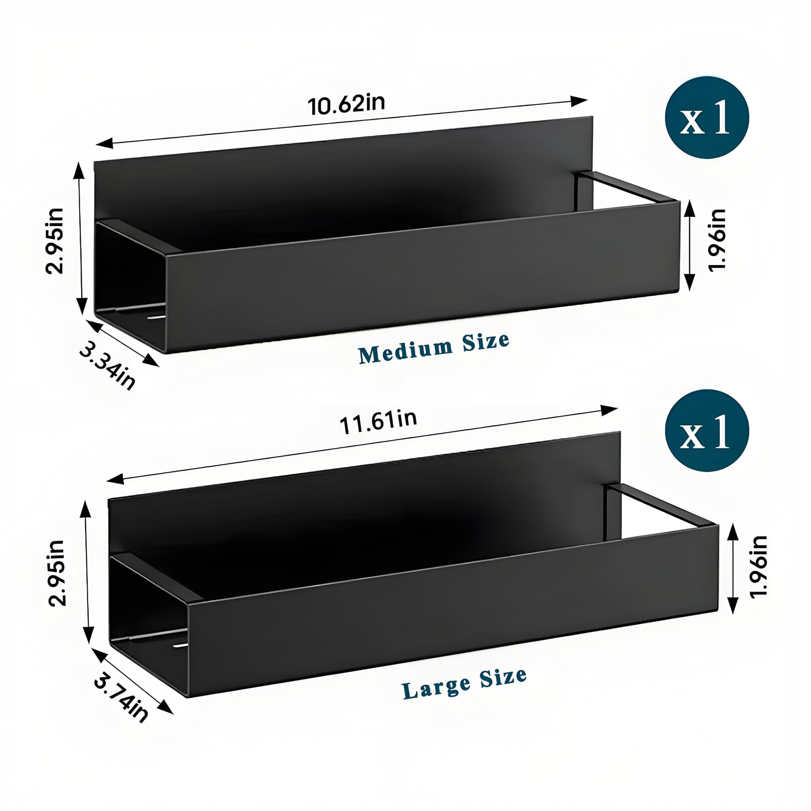 KedioPio Magnetic Spice Rack for Fridge 2 Pack Magnetic Shelf with 4 Hooks - Image 4