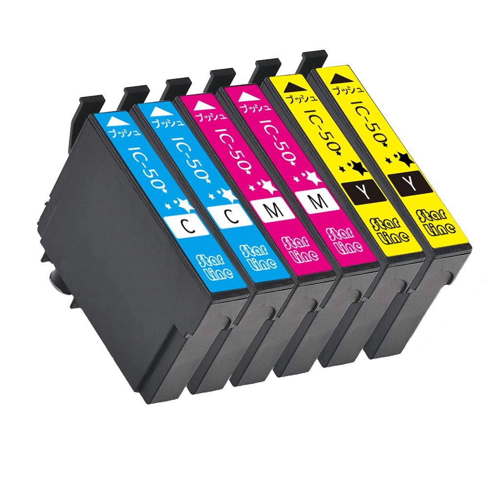 Amazon.co.jp: IC-50 R 互換 インクカートリッジ 50 IC6CL50 (2C/2M/2Y