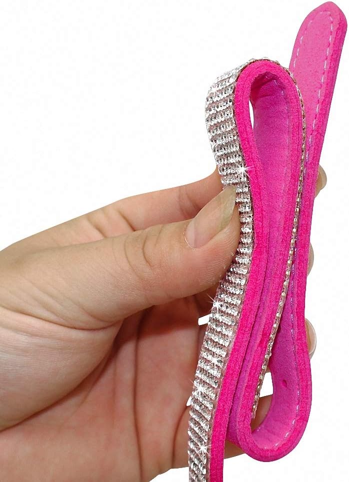 Adjustable Suede Leather Puppy Dog Collar Leash Set Soft Rhinestone Small Medium Dogs Cats Collars Walking Leashes Pink XS S M Blue S