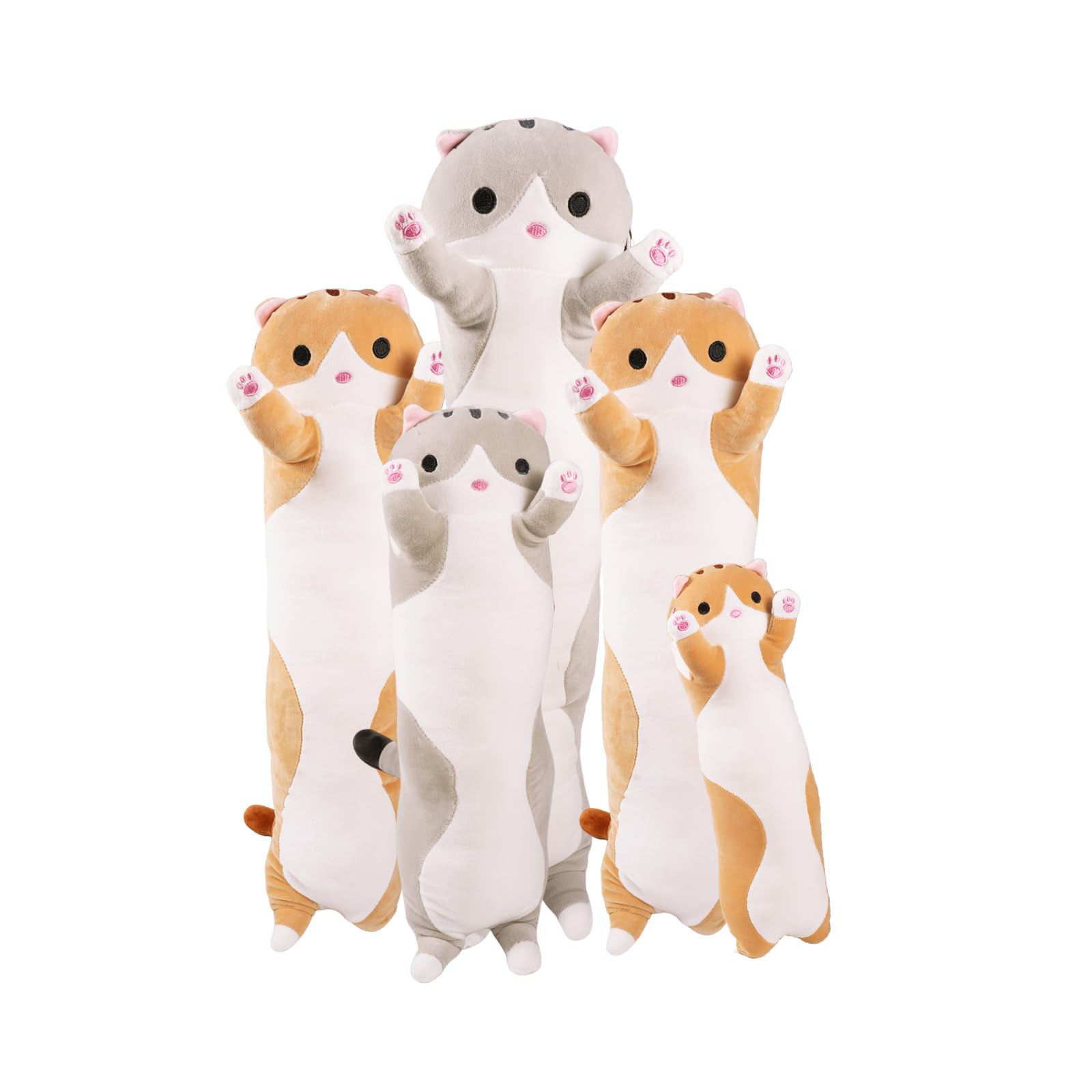 GREENSAPPIRE Plush Long Plush Toys Soft Cat Sleeping Cushion Sofa Plushie Doll Stuffed Kitten Doll Toys Gift Animal Pillows (90CM Orange)