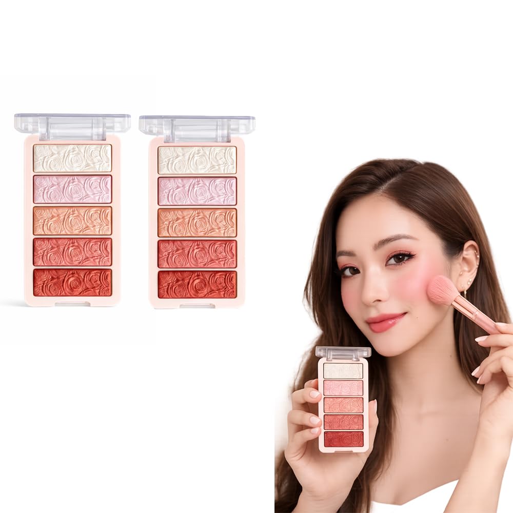 Beauty Rose Face Palette for Women, Blush Highlighter Makeup Palette, Shimmer Multi Shade Face Makeup Kit for Party Wedding Daily Use (Pack of 2)-picture-40