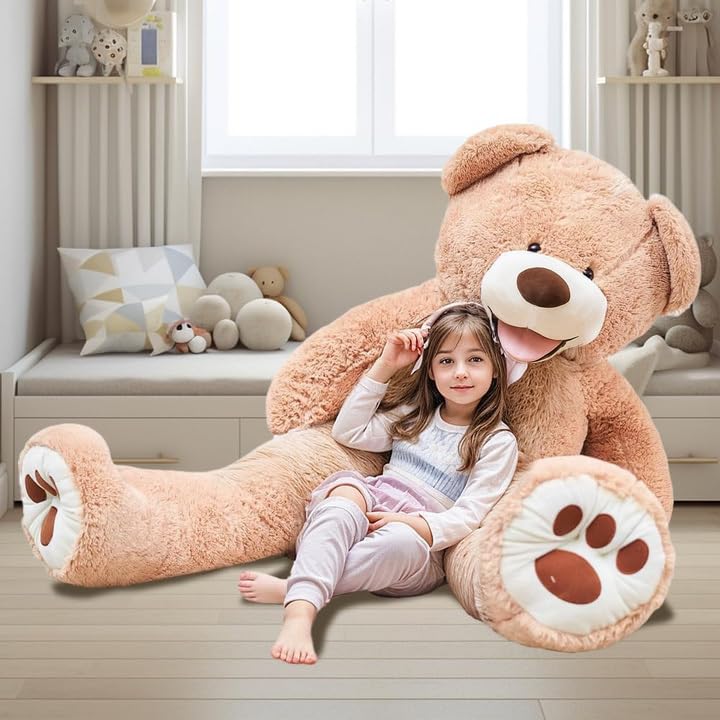 MKS Teddybär XXL 200cm – Riesiges Kuscheltier für Kinder & Erwachsene – Flauschiges XXL Plüschtier – Großer Teddybär als Geschenk für Geburtstag & Valentinstag – Weich & pflegeleicht