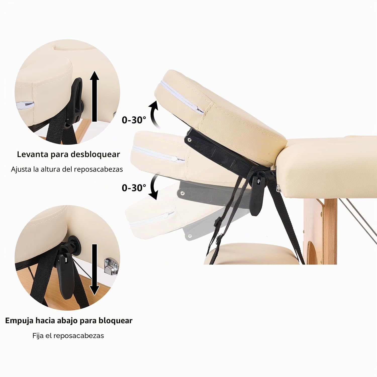 YOUNIKE Camilla de Masaje Plegable Portátil Profesionales Estetica 2 Zonas Fisioterapia Camilla Tatuaje Massage Table Camilla para Pestañas Ajustable Altura y Reposabrazos Extraíbles Beige