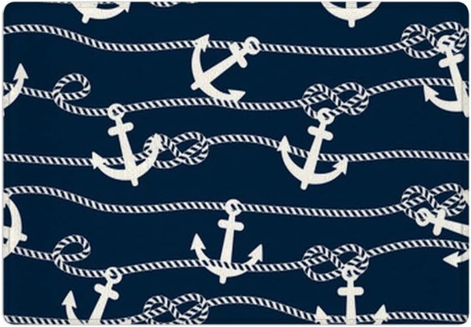 Nautical Bath Mat, Nautical Bathroom Decor, Anchor Bathroom
