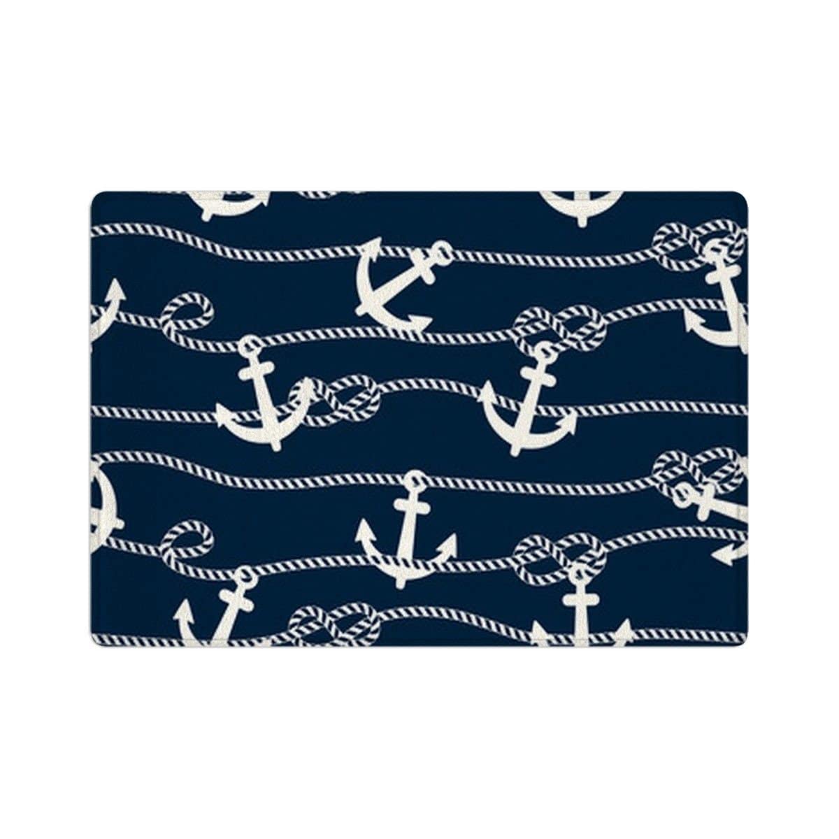 KXOCustom Nautical Blue Bath Rug with Anchor Design, 31"x20"