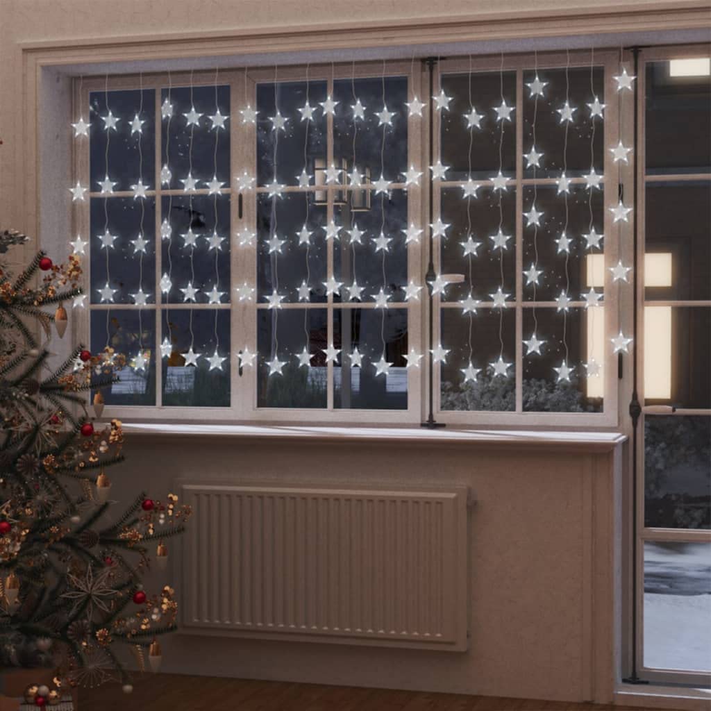 Guirnalda de luces LED con forma de estrella, 500 LED, blanco frío, 8 funciones