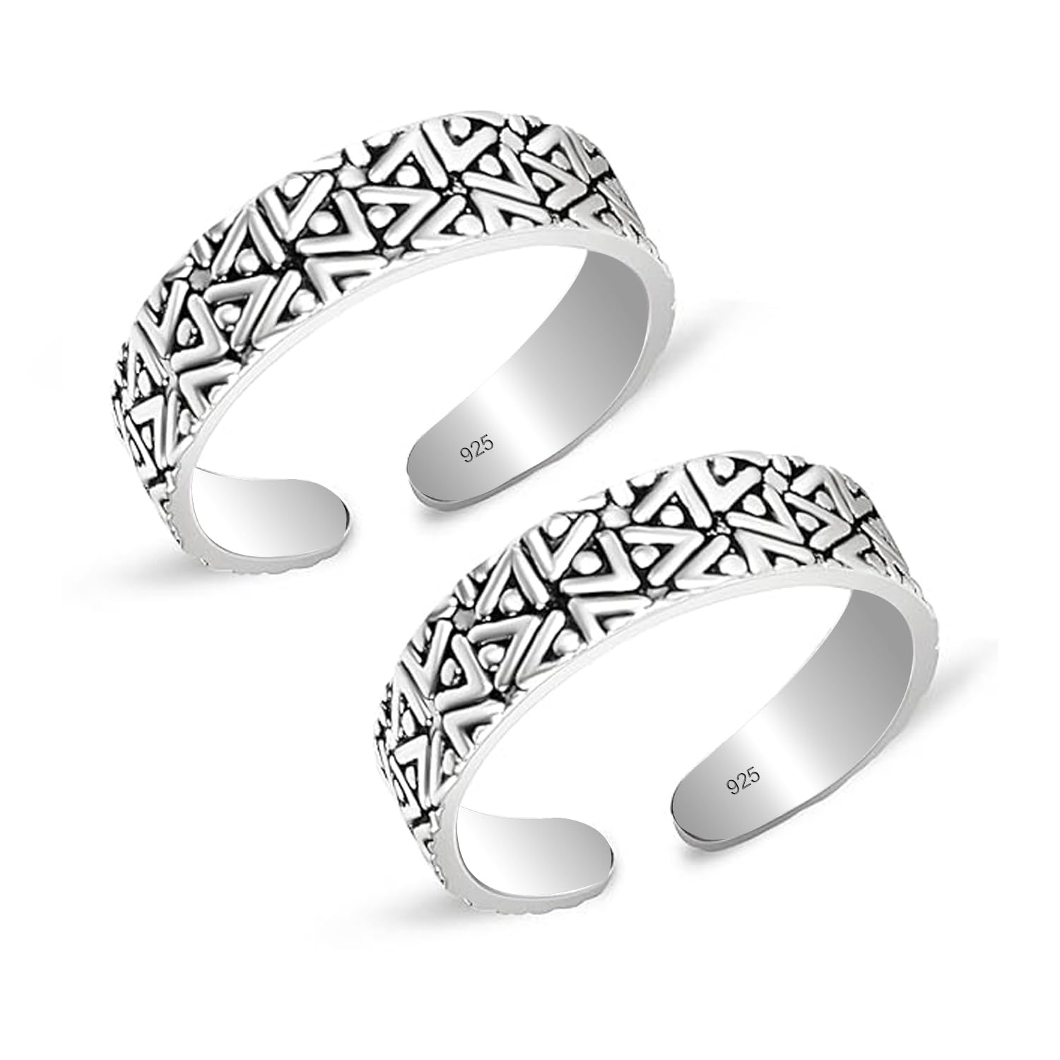 Toe Rings for Women | BIS Hallmarked Oxidised 925 Sterling Silver 3D V-Design Toe Ring | Hypoallergenic Adjustable Open Rings for Women | Women's Foot Jewelry for Summer-image-34