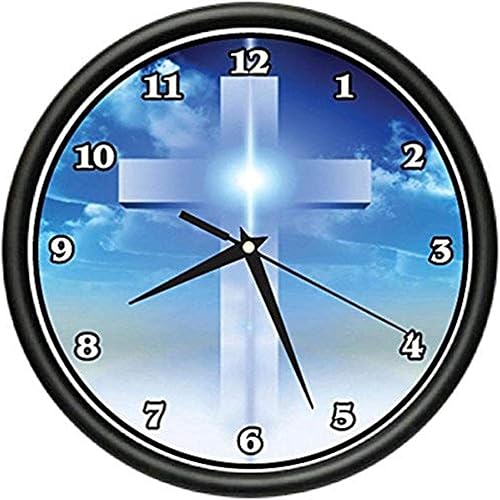 Reloj de pared con cruz Jesús cristiano religioso regalo espiritual