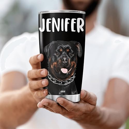 Miniatura 3 de Rottweiler - Vaso de café personalizado, taza de viaje aislada con tapa, vasos de acero inoxidable, nombre personalizado, regalos de Navidad para