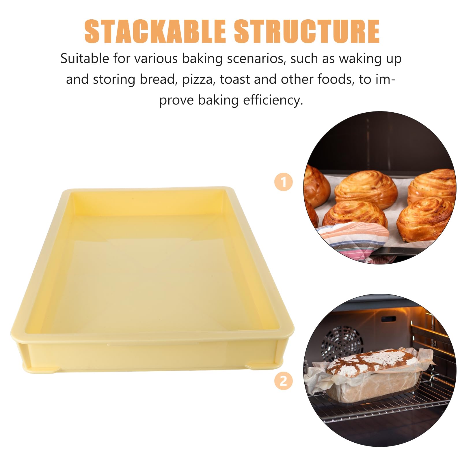 Cabilock Cassetta per Lievitazione Impasto Plastico Giallo Struttura Sovrapponibile per Forno e Cucina