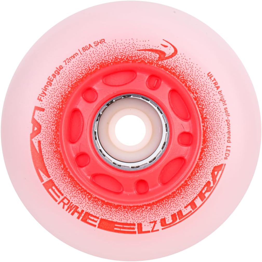 Flying Eagle LazerWheelz Ultra - Light Up Inline Skate Wheels Indoor/Outdoor, 125mm 6 Pack of Color-Shift 88A Hardness LED Lights for Roller Skate Wheels Replacement, Adult Inline Accessories