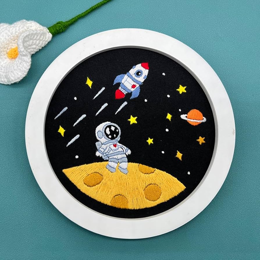 Amazon | 大人用刺繍キット 2個セット 漫画宇宙飛行士パンチニードル Amazon | 大人用刺繍キット 2個セット 漫画宇宙飛行士パンチニードル
